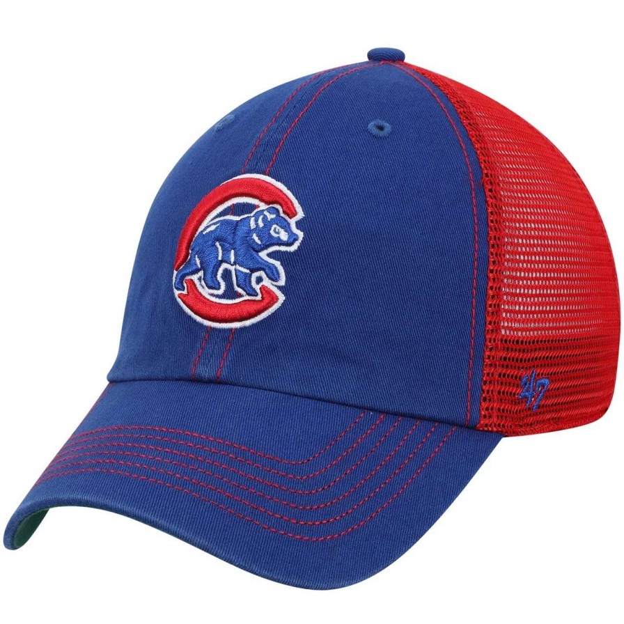 Team * | Men'S Chicago Cubs '47 Royal/Red Trawler Clean Up Trucker Hat