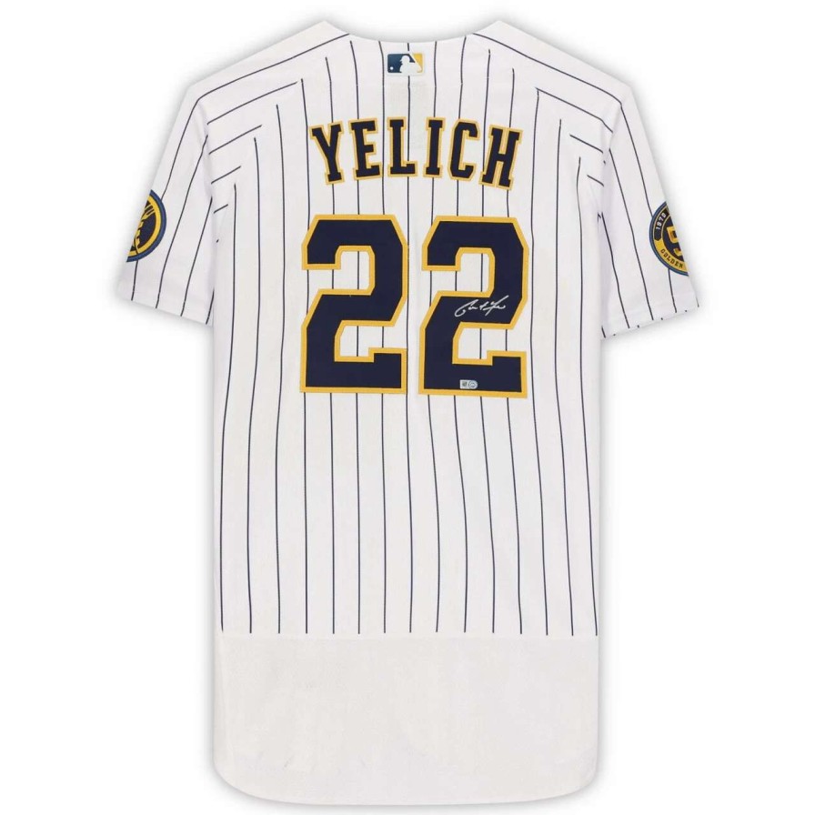 Collectibles & Memorabilia * | Autographed Milwaukee Brewers Christian Yelich Fanatics Authentic White Nike Authentic Jersey