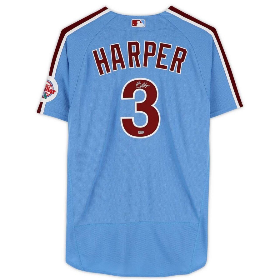 Collectibles & Memorabilia * | Bryce Harper Philadelphia Phillies Autographed Fanatics Authentic Light Blue Alternate Nike Authentic Jersey