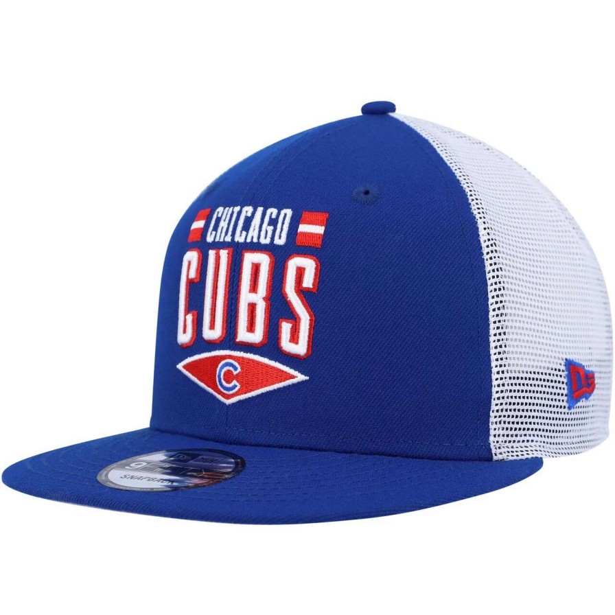 Team * | Men'S Chicago Cubs New Era Royal/White Base Trucker 9Fifty Snapback Hat