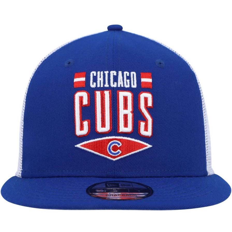 Team * | Men'S Chicago Cubs New Era Royal/White Base Trucker 9Fifty Snapback Hat