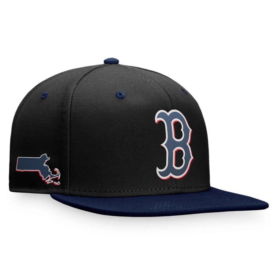 Team * | Men'S Boston Red Sox Fanatics Branded Black/Navy State Side Two-Tone Snapback Hat