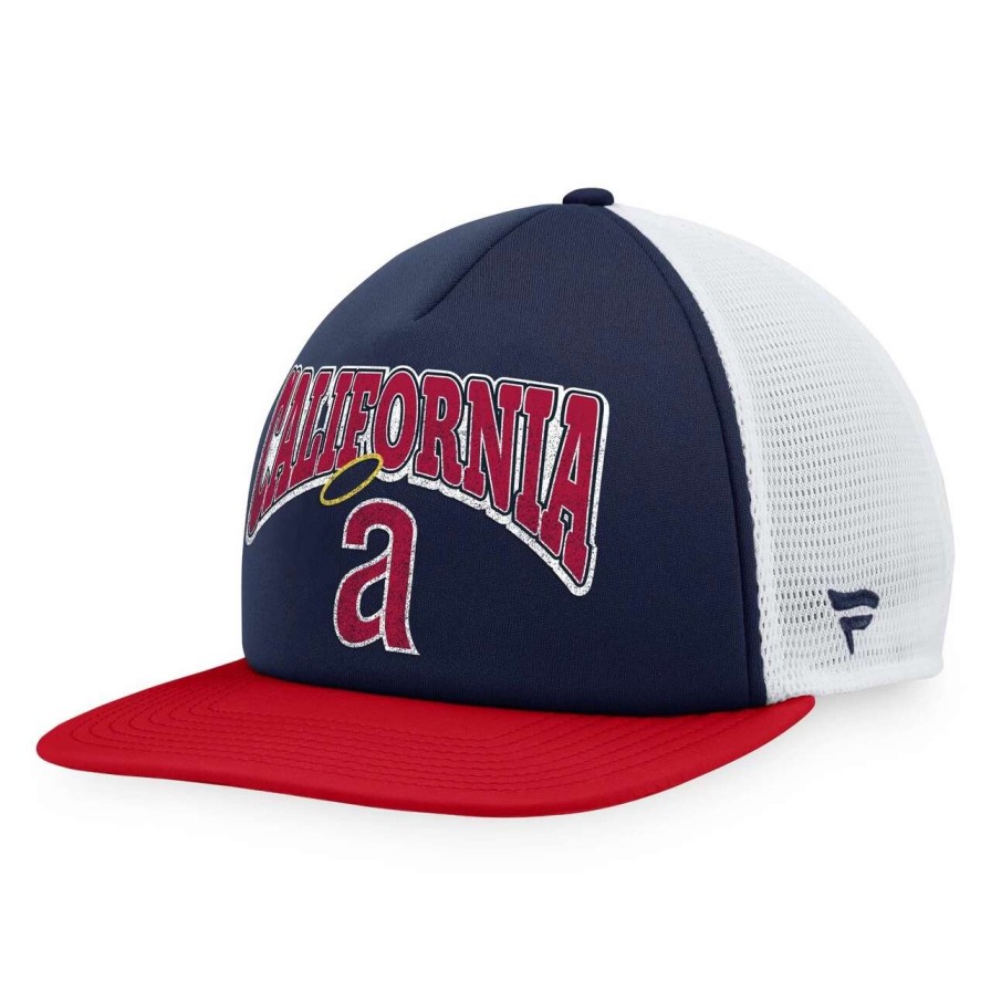 Team * | Men'S California Angels Fanatics Branded Navy/Red Heritage Foam Front Trucker Snapback Hat