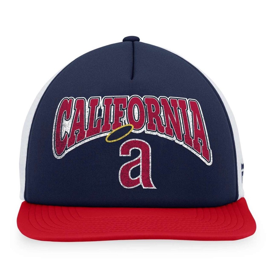 Team * | Men'S California Angels Fanatics Branded Navy/Red Heritage Foam Front Trucker Snapback Hat