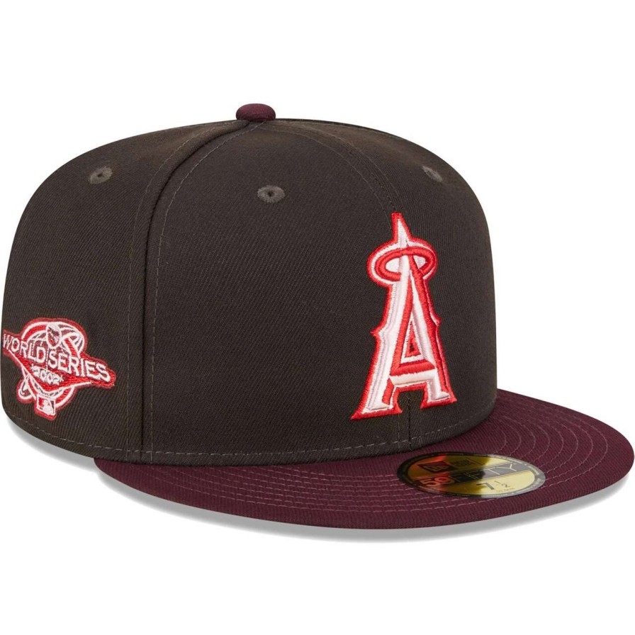 Team * | Men'S Los Angeles Angels New Era Brown/Maroon Chocolate Strawberry 59Fifty Fitted Hat