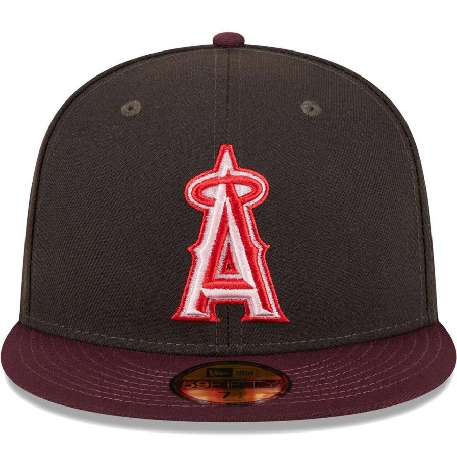 Team * | Men'S Los Angeles Angels New Era Brown/Maroon Chocolate Strawberry 59Fifty Fitted Hat