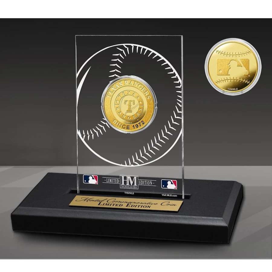 Collectibles & Memorabilia * | Texas Rangers Highland Mint 3" X 5" Acrylic Gold Coin Desk Top Display