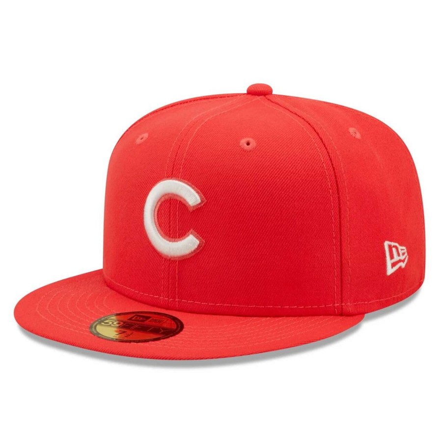 Team * | Men'S Chicago Cubs New Era Red Lava Highlighter Logo 59Fifty Fitted Hat