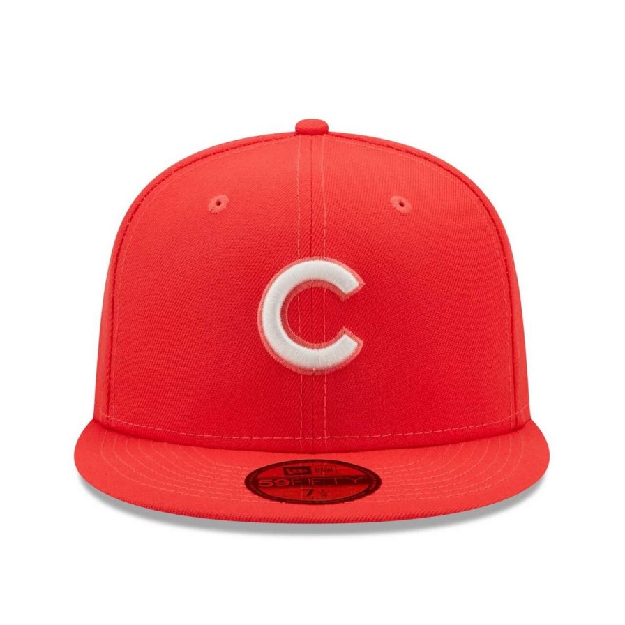 Team * | Men'S Chicago Cubs New Era Red Lava Highlighter Logo 59Fifty Fitted Hat