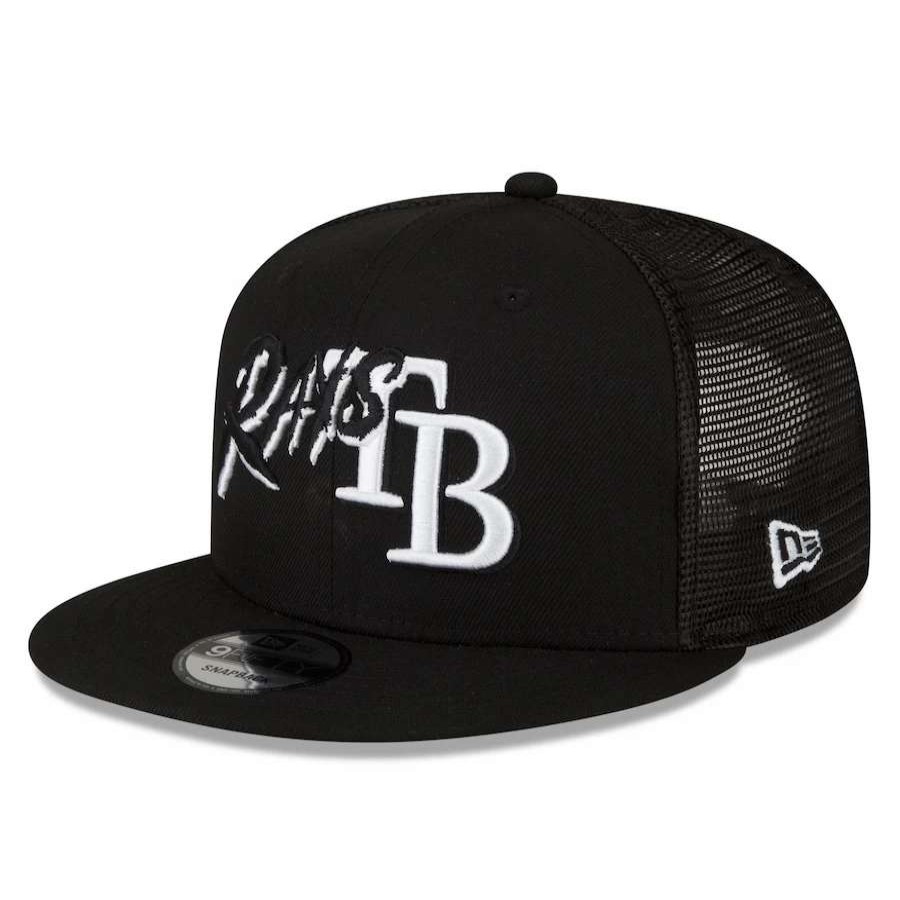 Team * | Men'S Tampa Bay Rays New Era Black Street Trucker 9Fifty Snapback Hat