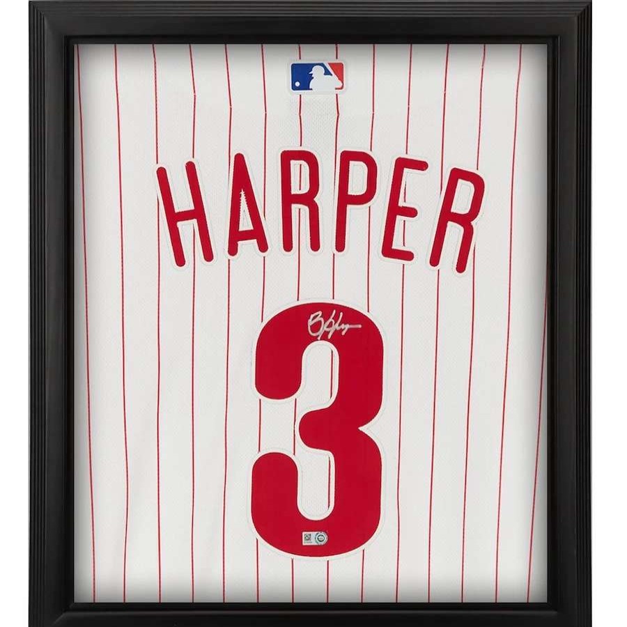 Collectibles & Memorabilia * | Autographed Philadelphia Phillies Bryce Harper Fanatics Authentic Nike White Authentic Mlb Jersey Shadowbox