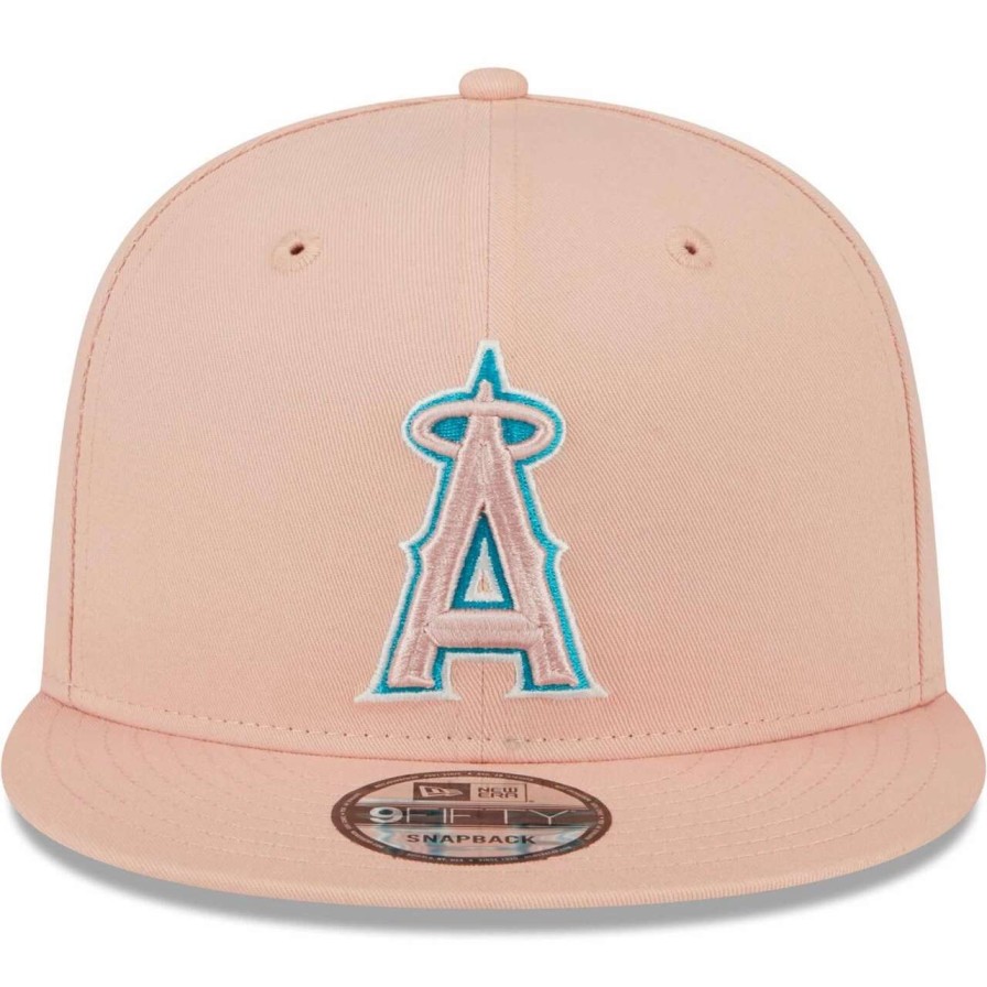 Team * | Men'S Los Angeles Angels New Era Pink Sky Aqua Undervisor 9Fifty Snapback Hat