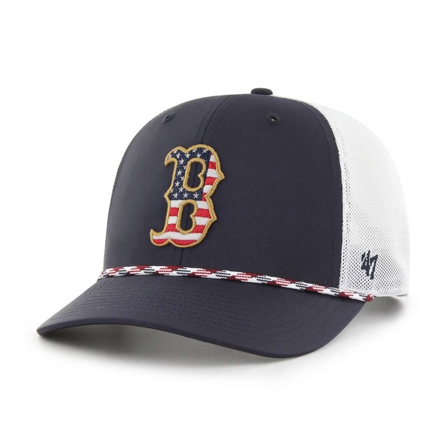 Team * | Boston Red Sox '47 Primary Team Logo American Flag Fill Trucker Snapback Hat Blue