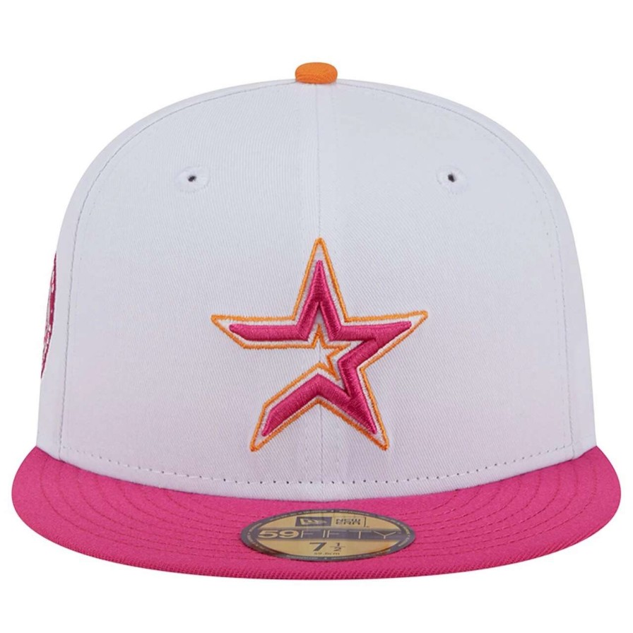 Team * | Men'S Houston Astros New Era White/Pink 40Th Team Anniversary 59Fifty Fitted Hat