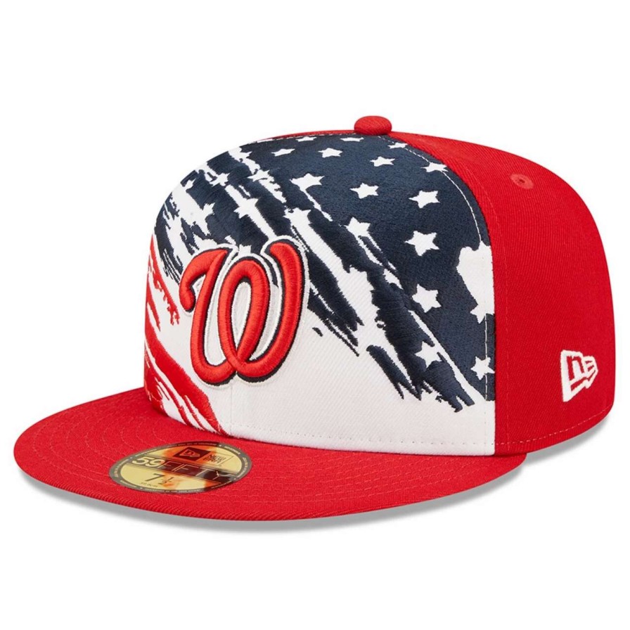 Team * | Men'S Washington Nationals New Era Red 2022 4Th Of July On-Field 59Fifty Fitted Hat