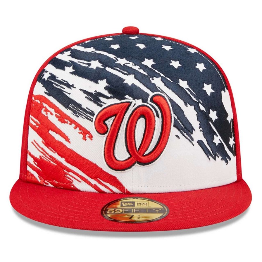 Team * | Men'S Washington Nationals New Era Red 2022 4Th Of July On-Field 59Fifty Fitted Hat