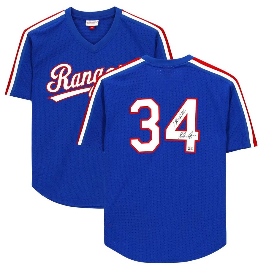 Collectibles & Memorabilia * | Autographed Texas Rangers Nolan Ryan Fanatics Authentic Royal Mitchell & Ness Authentic Jersey With "7 No Hitters" Inscription