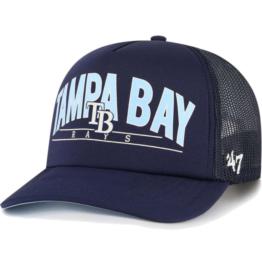 Team * | Men'S Tampa Bay Rays '47 Navy Backhaul Foam Trucker Snapback Hat