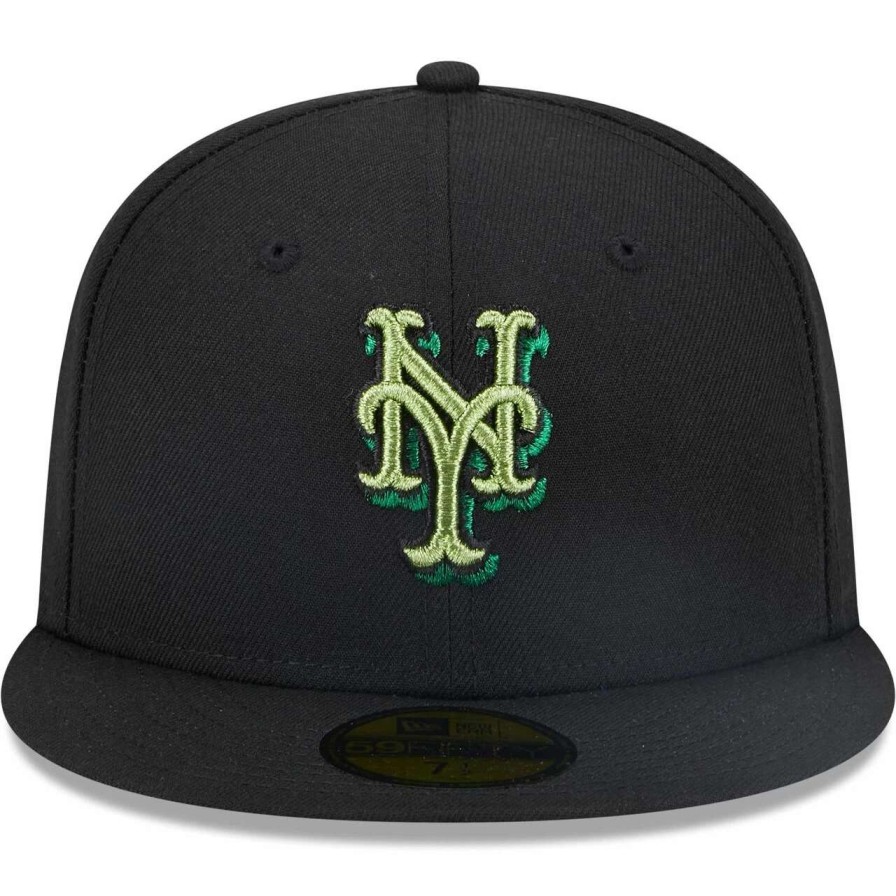 Team * | Men'S New York Mets New Era Black Metallic Pop 59Fifty Fitted Hat