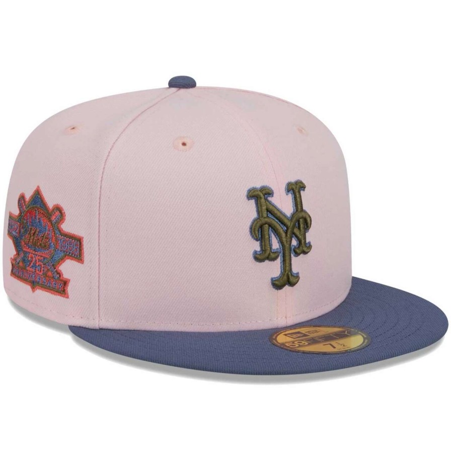 Team * | Men'S New York Mets New Era Pink/Blue Olive Undervisor 59Fifty Fitted Hat