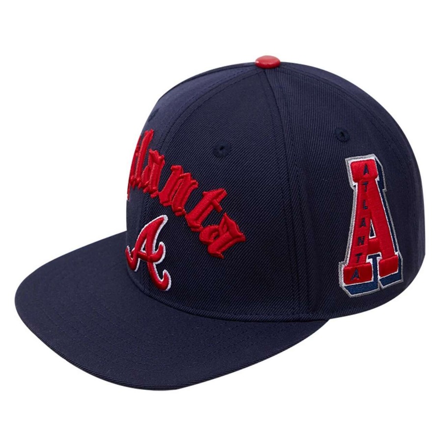 Team * | Men'S Atlanta Braves Pro Standard Navy 2021 World Series Old English Snapback Hat