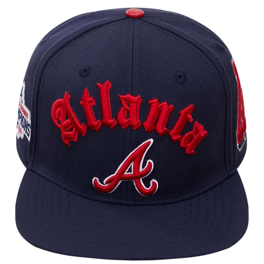 Team * | Men'S Atlanta Braves Pro Standard Navy 2021 World Series Old English Snapback Hat