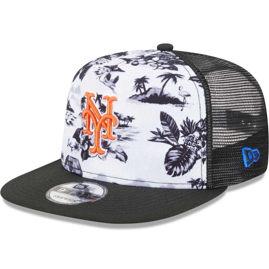 Team * | Men'S New York Mets New Era White/Black Vacay 2.0 A-Frame Trucker 9Fifty Snapback Hat