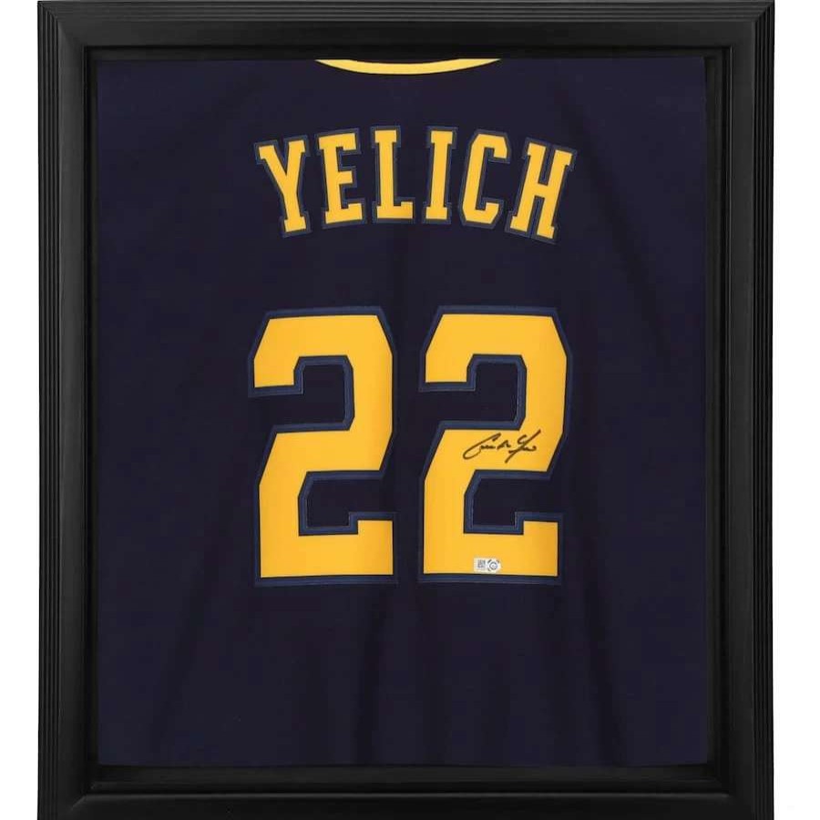 Collectibles & Memorabilia * | Autographed Milwaukee Brewers Christian Yelich Fanatics Authentic Framed Navy Nike Alternate Replica Jersey Shadowbox