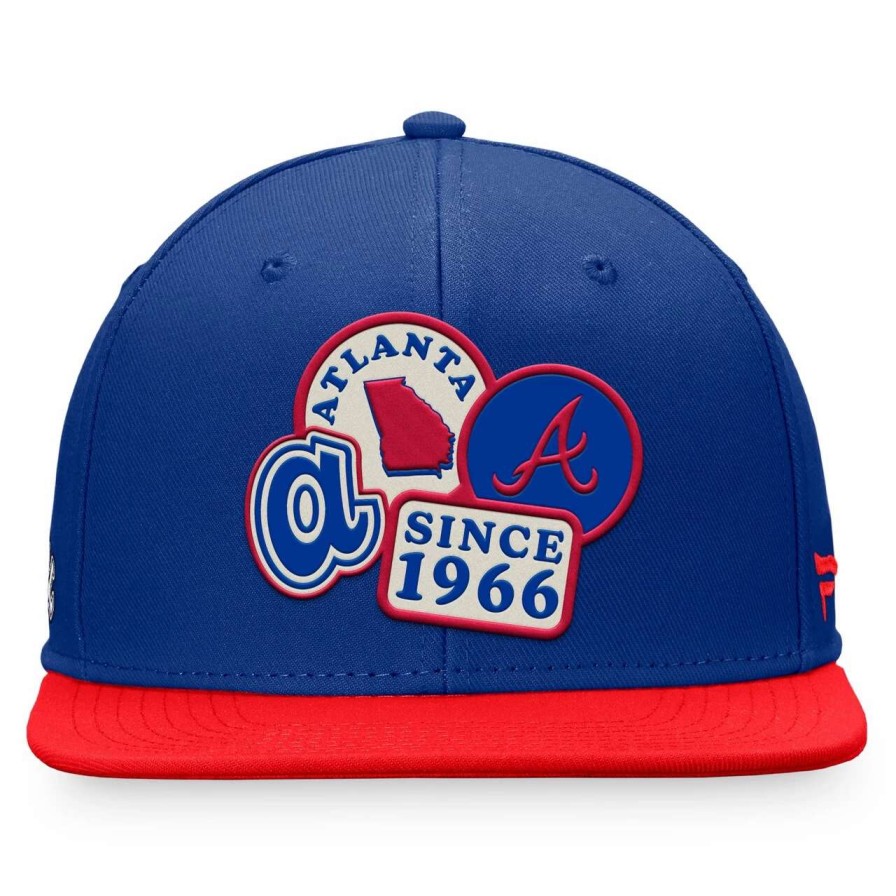 Team * | Men'S Atlanta Braves Fanatics Branded Royal/Red Heritage Patch Fitted Hat