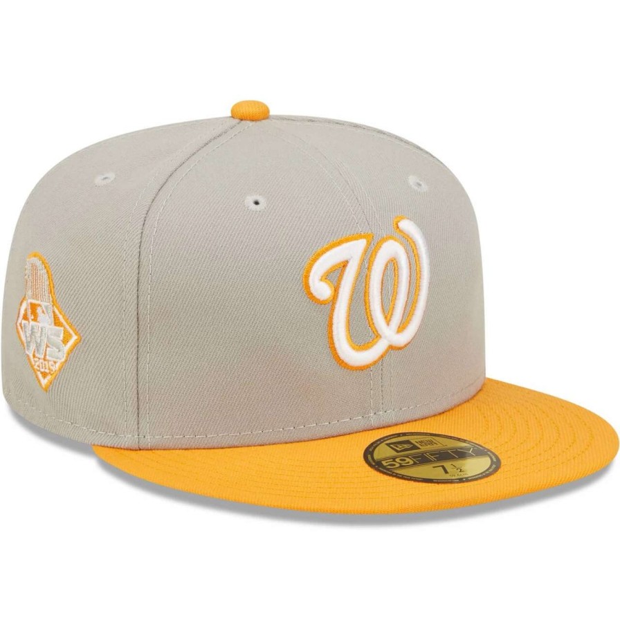 Team * | Men'S Washington Nationals New Era Gray/Orange 2019 World Series Cooperstown Collection Undervisor 59Fifty Fitted Hat