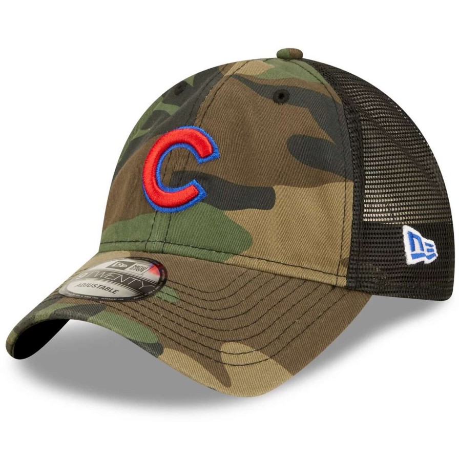 Team * | Men'S Chicago Cubs New Era Camo Trucker 9Twenty Snapback Hat