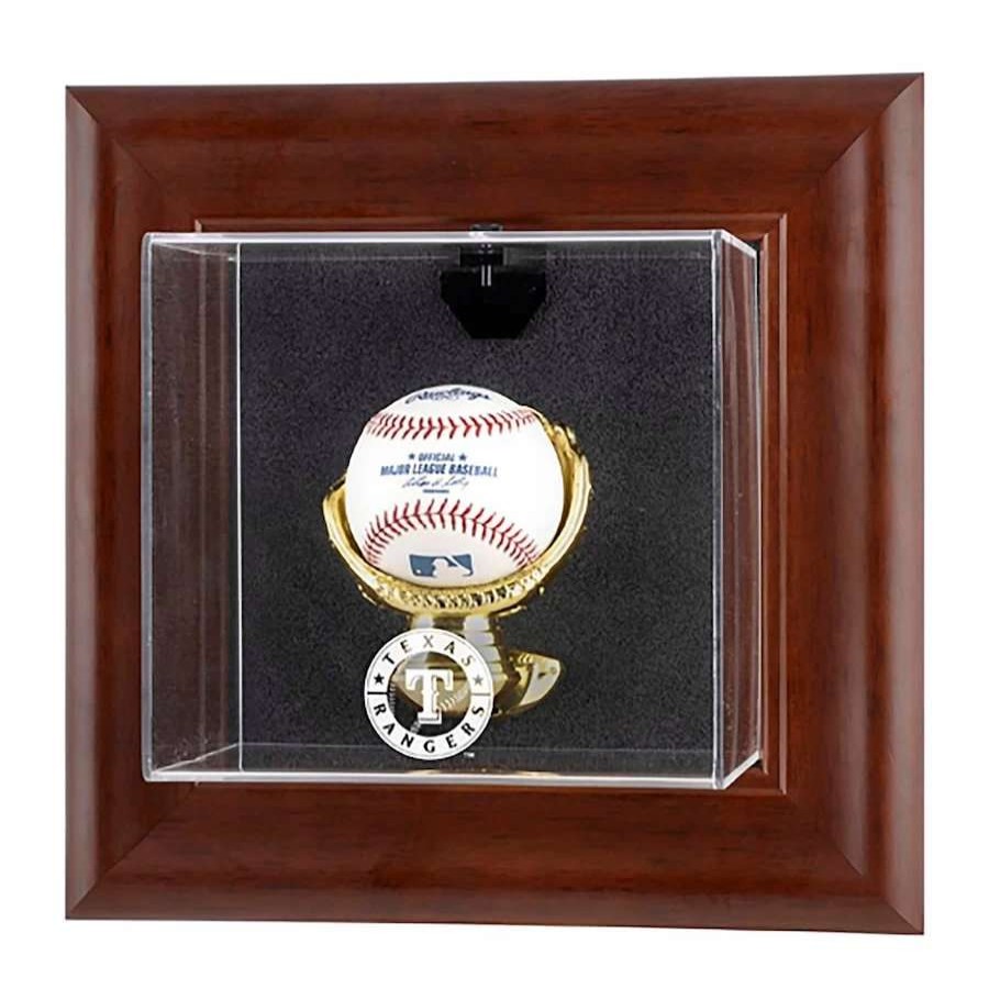 Collectibles & Memorabilia * | Texas Rangers Fanatics Authentic Brown Framed Wall-Mounted Logo Baseball Display Case