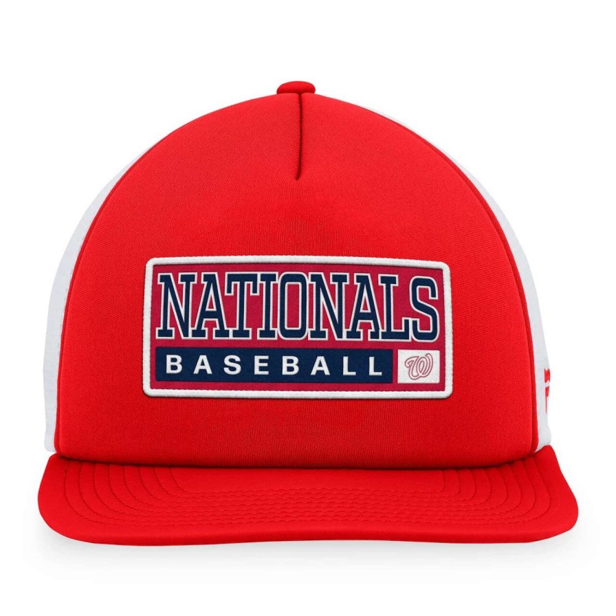 Team * | Men'S Washington Nationals Majestic Red/White Foam Trucker Snapback Hat