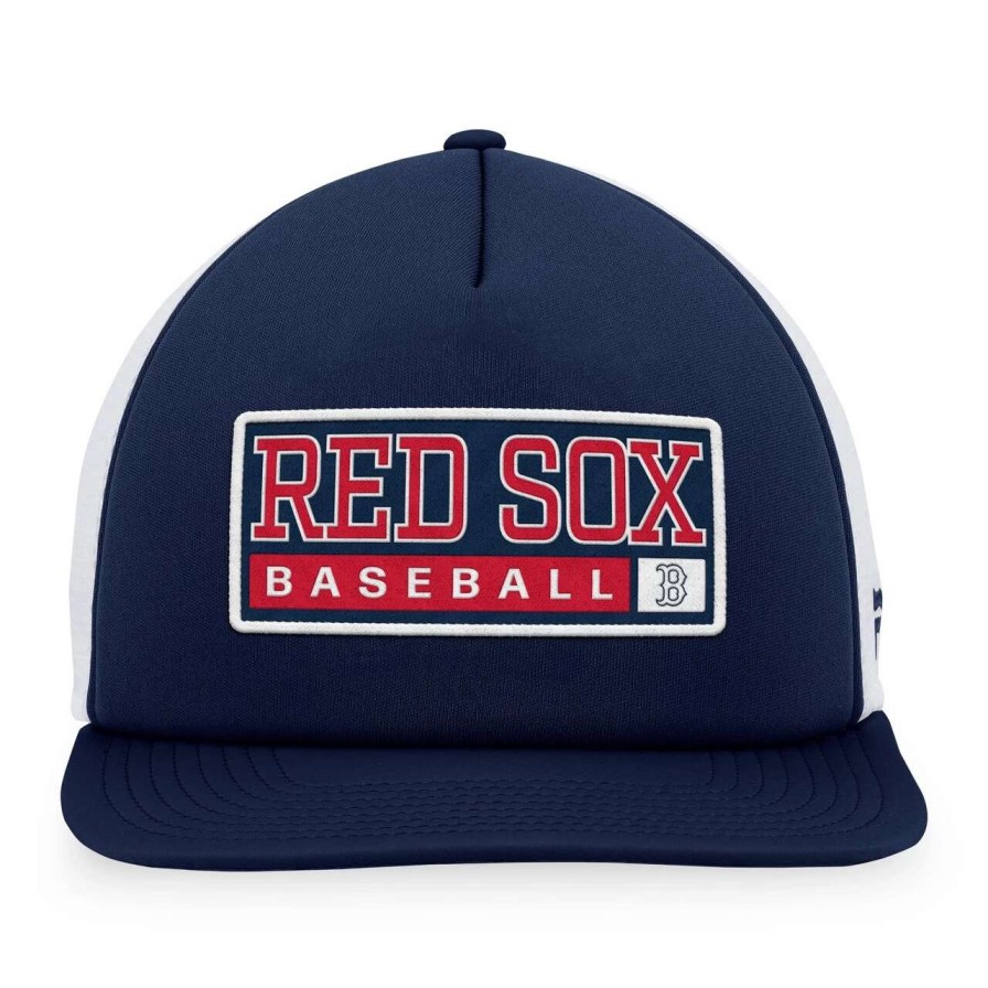 Team * | Men'S Boston Red Sox Majestic Navy/White Foam Trucker Snapback Hat