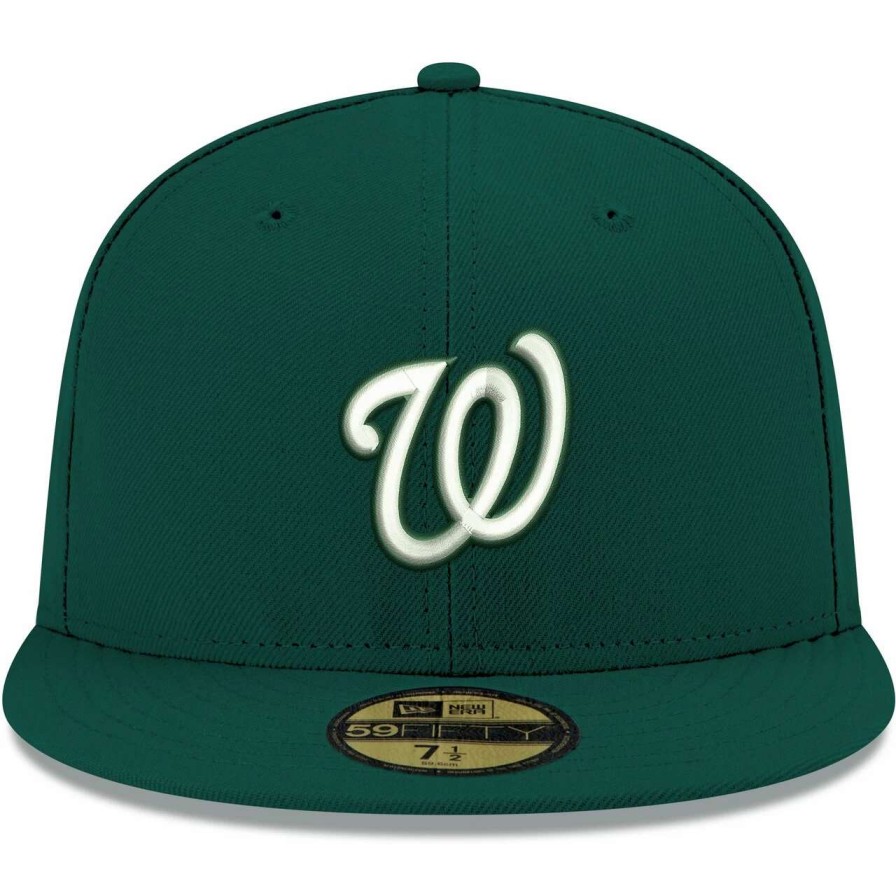 Team * | Men'S Washington Nationals New Era Green White Logo 59Fifty Fitted Hat