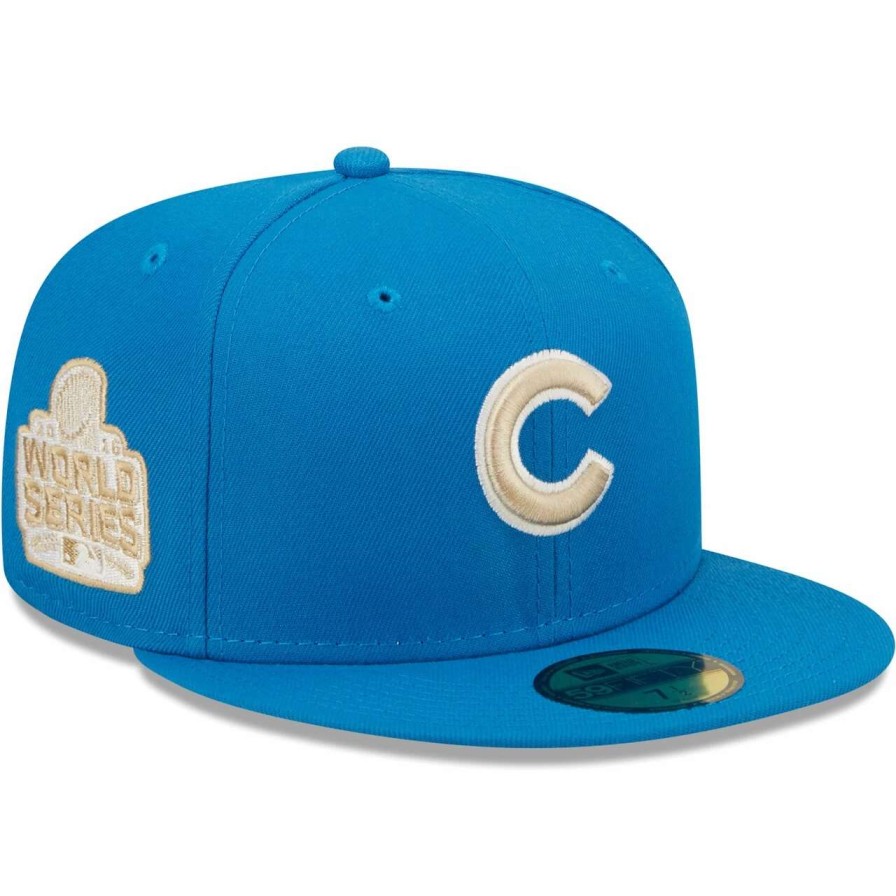 Team * | Men'S Chicago Cubs New Era Blue Stone 2016 World Series Undervisor 59Fifty Fitted Hat