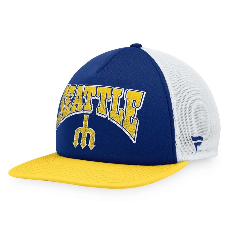 Team * | Men'S Seattle Mariners Fanatics Branded Royal/Gold Heritage Foam Front Trucker Snapback Hat