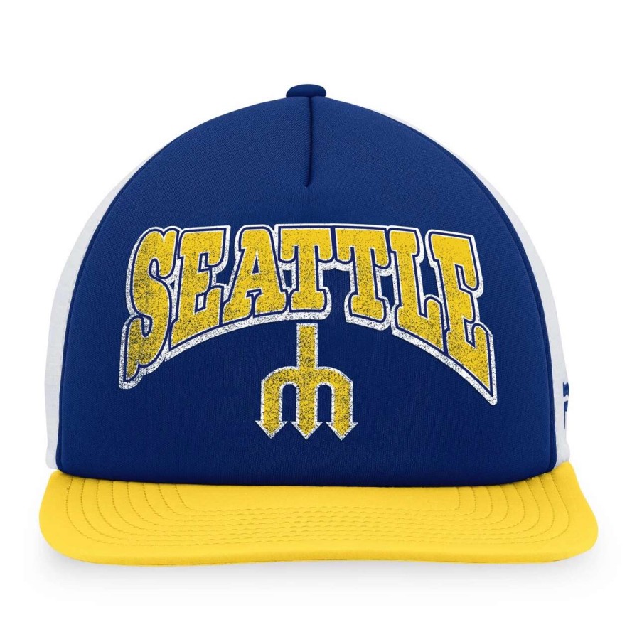 Team * | Men'S Seattle Mariners Fanatics Branded Royal/Gold Heritage Foam Front Trucker Snapback Hat