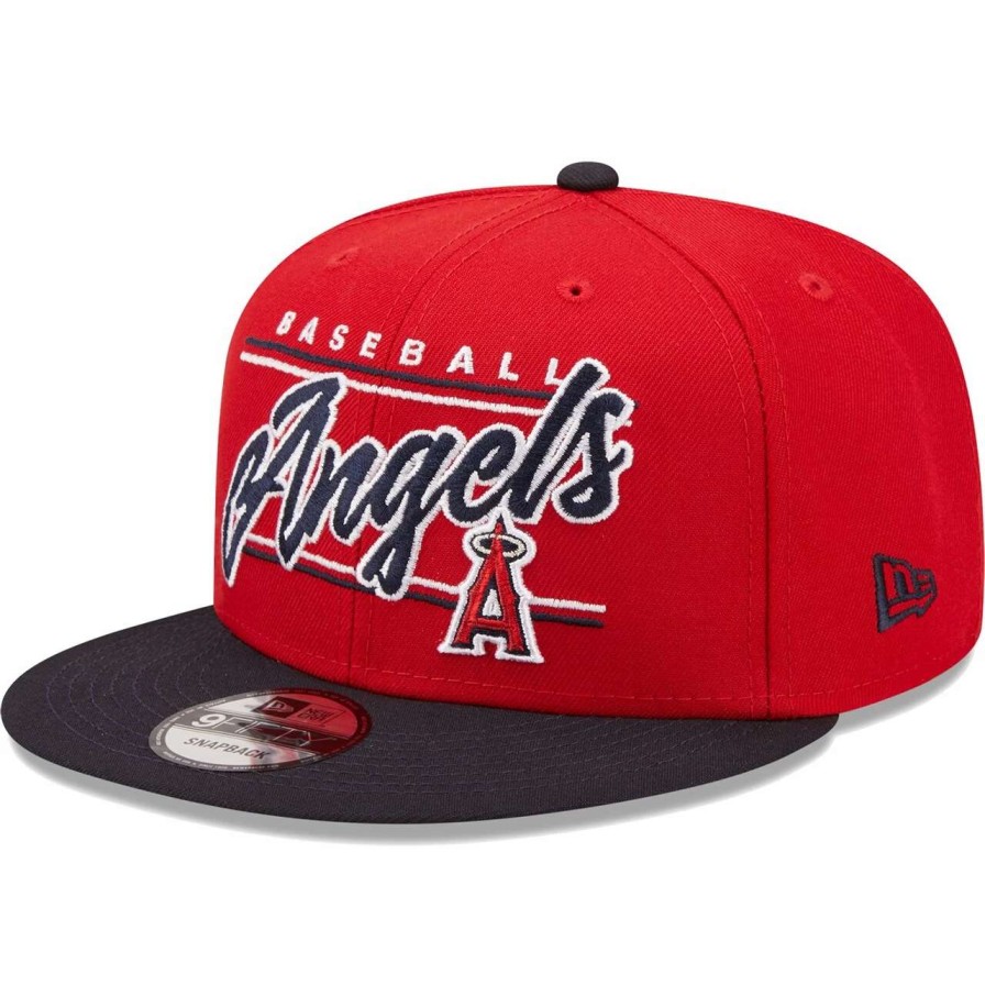 Team * | Men'S Los Angeles Angels New Era Red/Charcoal Team Script 9Fifty Adjustable Snapback Hat