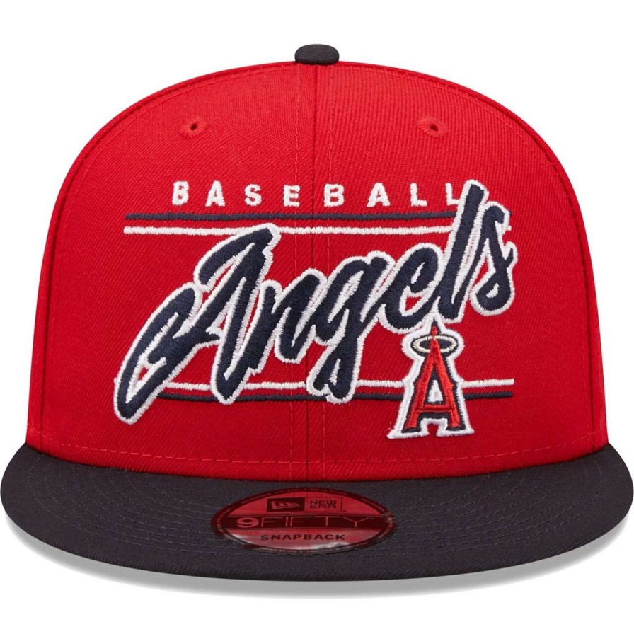 Team * | Men'S Los Angeles Angels New Era Red/Charcoal Team Script 9Fifty Adjustable Snapback Hat