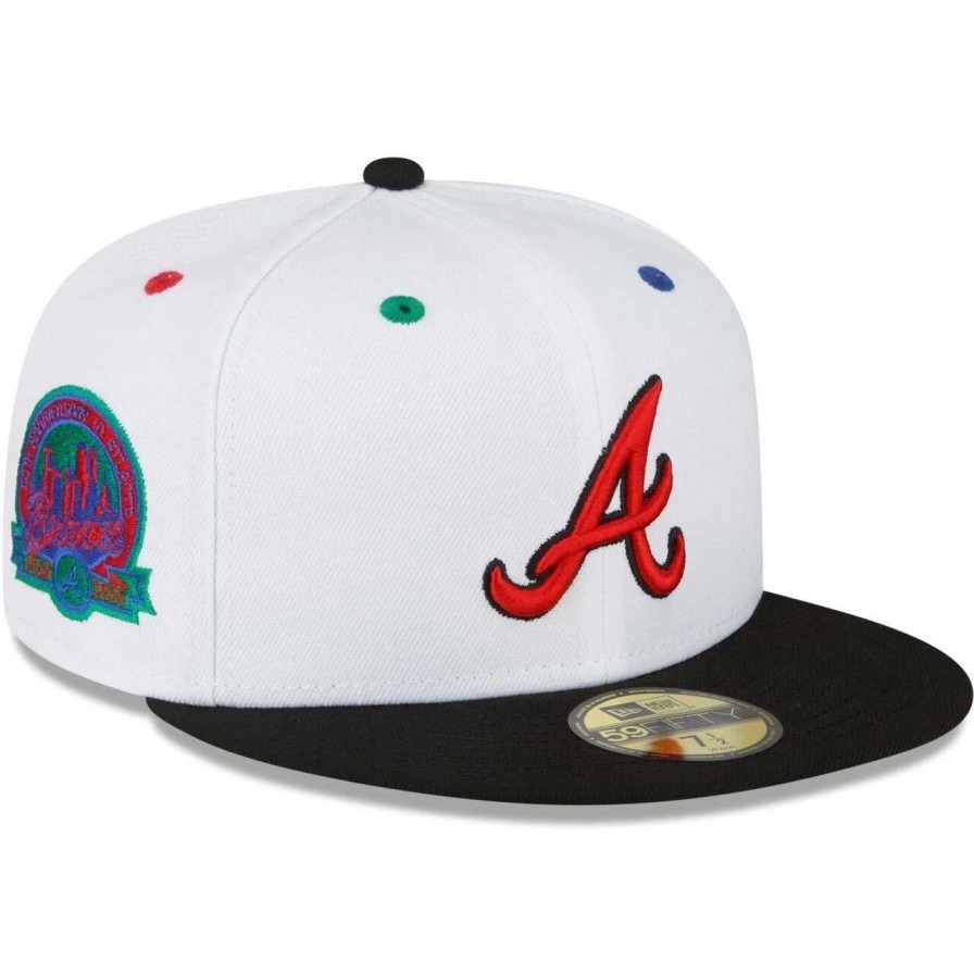 Team * | Men'S Atlanta Braves New Era White/Black 40Th Anniversary In Atlanta Primary Eye 59Fifty Fitted Hat