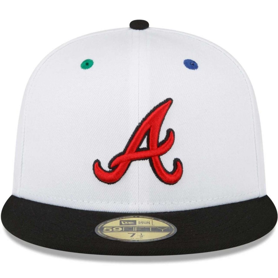 Team * | Men'S Atlanta Braves New Era White/Black 40Th Anniversary In Atlanta Primary Eye 59Fifty Fitted Hat