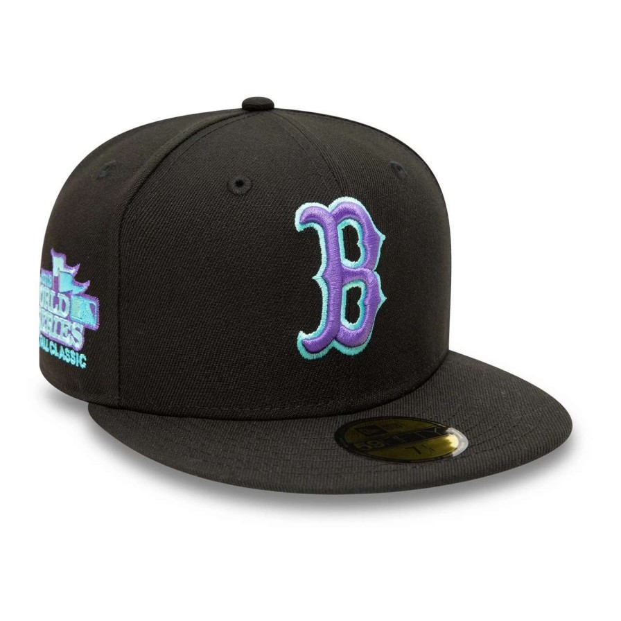 Team * | Men'S Boston Red Sox New Era Black 2013 World Series Black Light 59Fifty Fitted Hat