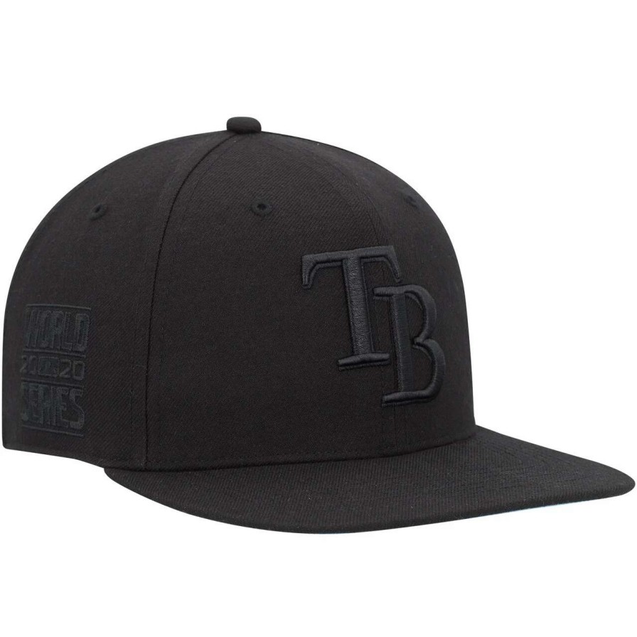 Team * | Men'S Tampa Bay Rays '47 Black On Black Sure Shot Captain Snapback Hat