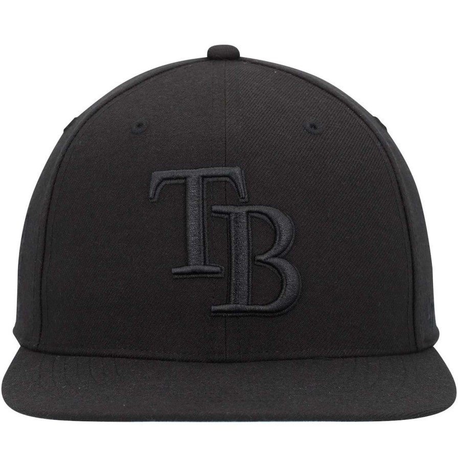 Team * | Men'S Tampa Bay Rays '47 Black On Black Sure Shot Captain Snapback Hat