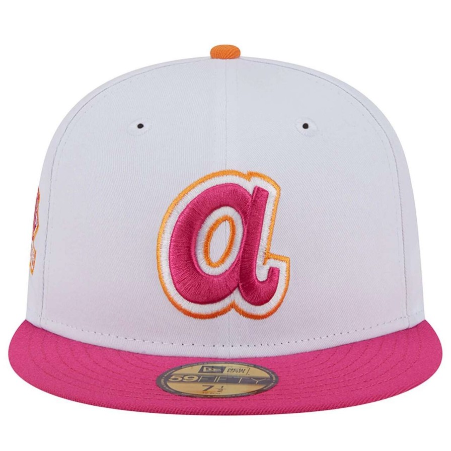 Team * | Men'S Atlanta Braves New Era White/Pink 150Th Team Anniversary 59Fifty Fitted Hat