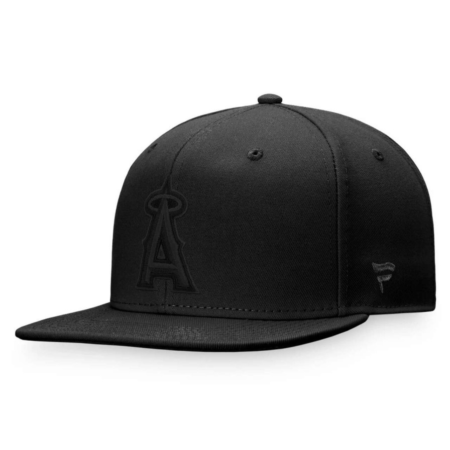 Team * | Men'S Los Angeles Angels Fanatics Branded Black On Black Snapback Hat