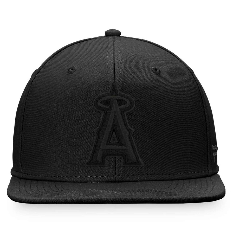 Team * | Men'S Los Angeles Angels Fanatics Branded Black On Black Snapback Hat