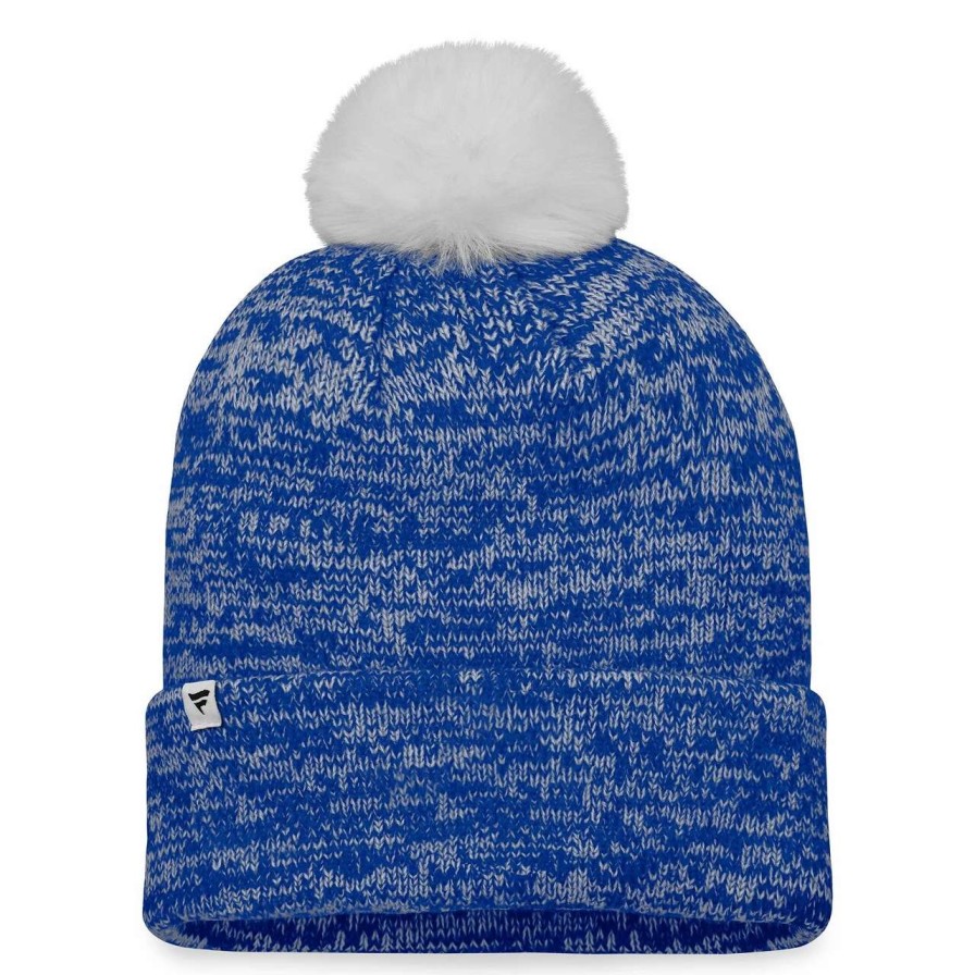 Team * | Women'S Chicago Cubs Fanatics Branded Royal/White Iconic Cuffed Knit Hat With Pom