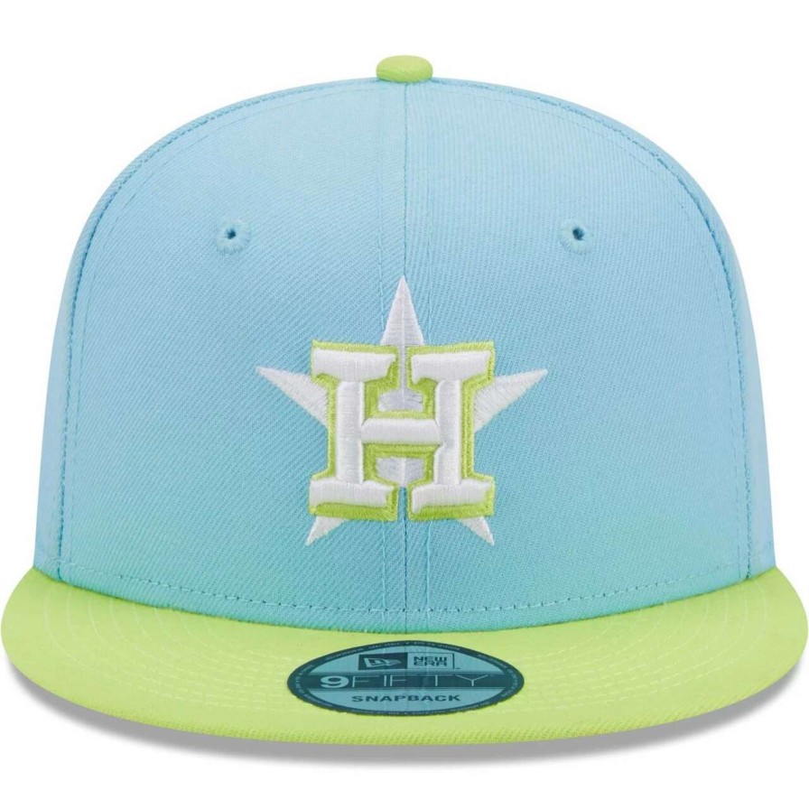 Team * | Men'S Houston Astros New Era Light Blue/Neon Green Spring Basic Two-Tone 9Fifty Snapback Hat